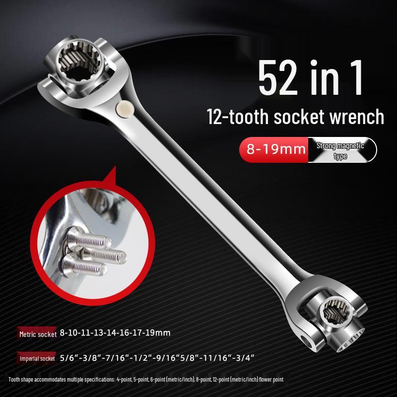 Niemiecki 52-w-1 Wielofunkcyjny Zestaw Kluczy Nasadowych i Uniwersalny Klucz z Obrotową Głowicą 8-w-1