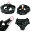 Patent Leather Chastity Belt Pants with Butt Anal Plug Vagina Dildo Panties Thong Briefs G String Lingerie Sex Toys Woman Men