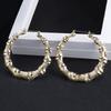 SoHot Trendy Bamboo Hoop Earrings Women Female Gold copper Color Color Classic Zircon