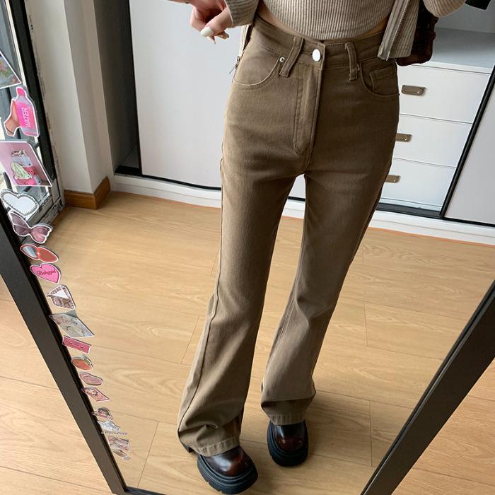 

Minghai Women s High-Waist Micro-Flare Jeans, Slimming Bell Bottoms for a Tall Look - Spring/Autumn 2026 Collection XS хаки