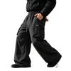 Men's Wide Leg Cargo Pants Casual Loose Fit Retro Multi-Pocket Gray Work Pants for Spring and Fall
