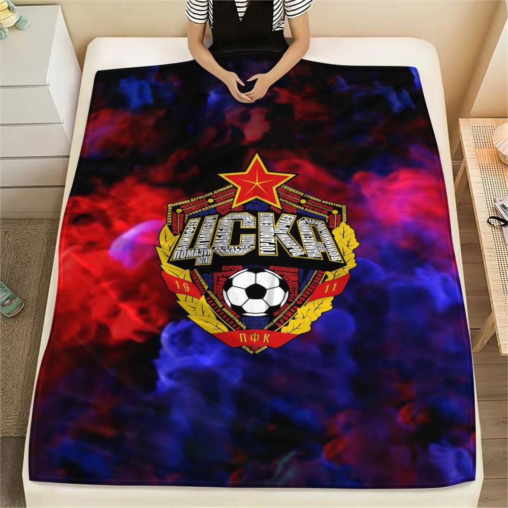 1Pc CSKA Moscow Logo Print Flannel Blanket High Quality Warm Comfortable Cover for All Seasons Perfect for Gifts Home Decor