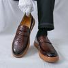 Fashion Designer New Gentleman Penny Loafers Men's Alligator Pattern Patent Leather Shoes Formal Wedding Prom Dress Homecoming Footwear