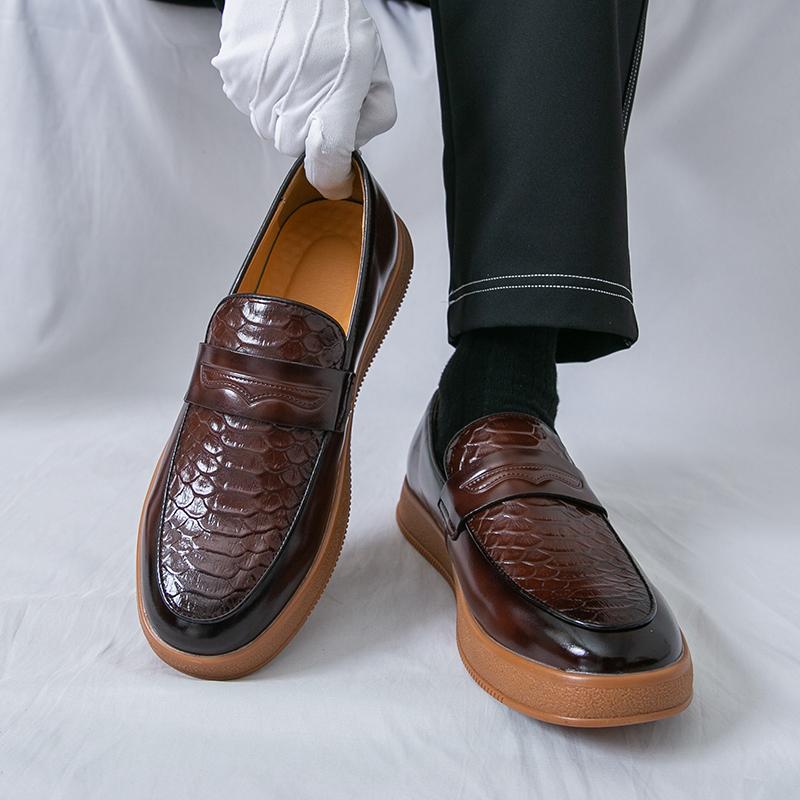 Fashion Designer New Gentleman Penny Loafers Men's Alligator Pattern Patent Leather Shoes Formal Wedding Prom Dress Homecoming Footwear