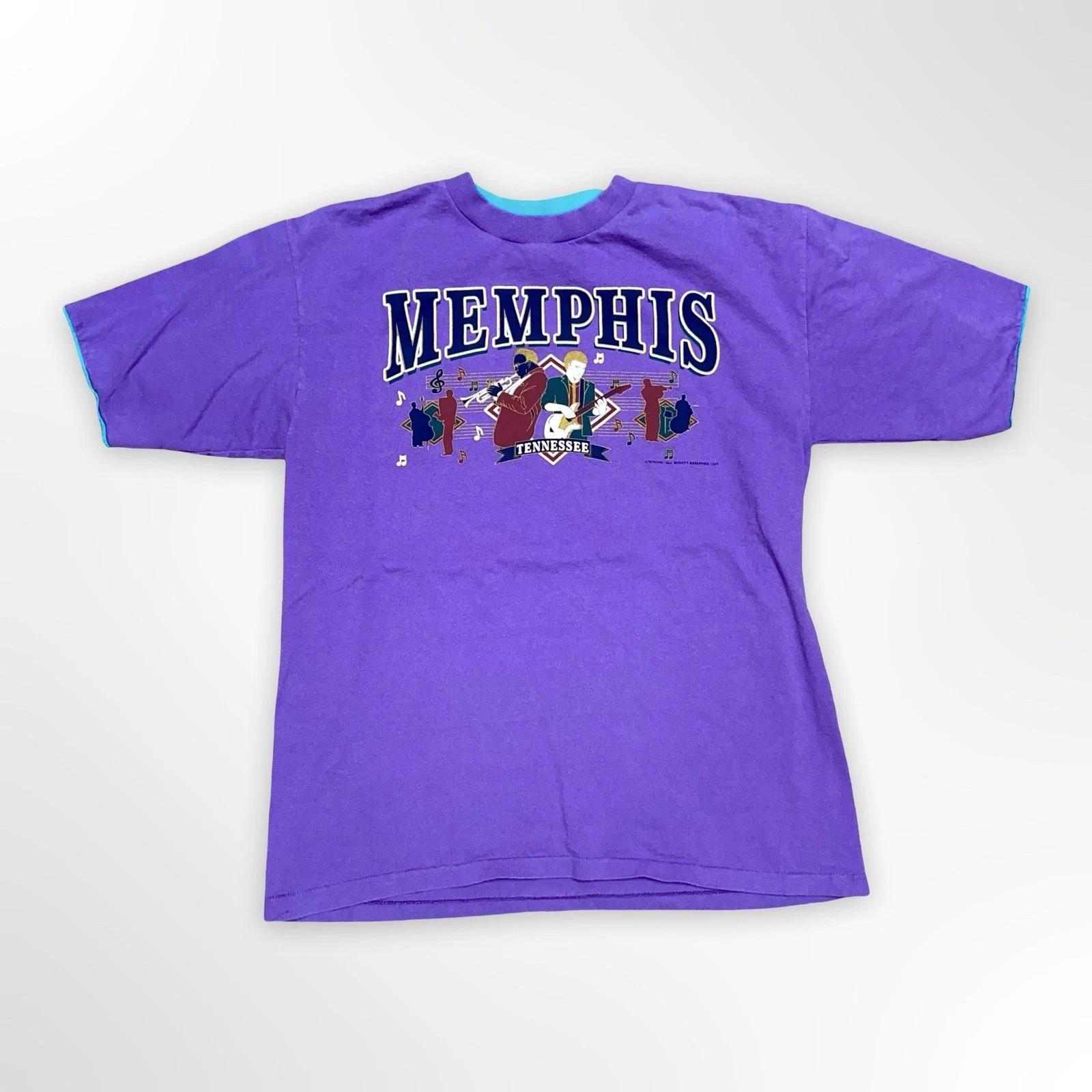 

Vintage Memphis Tennessee T Shirt Mens Large Purple Graphic Single Stitch USA S