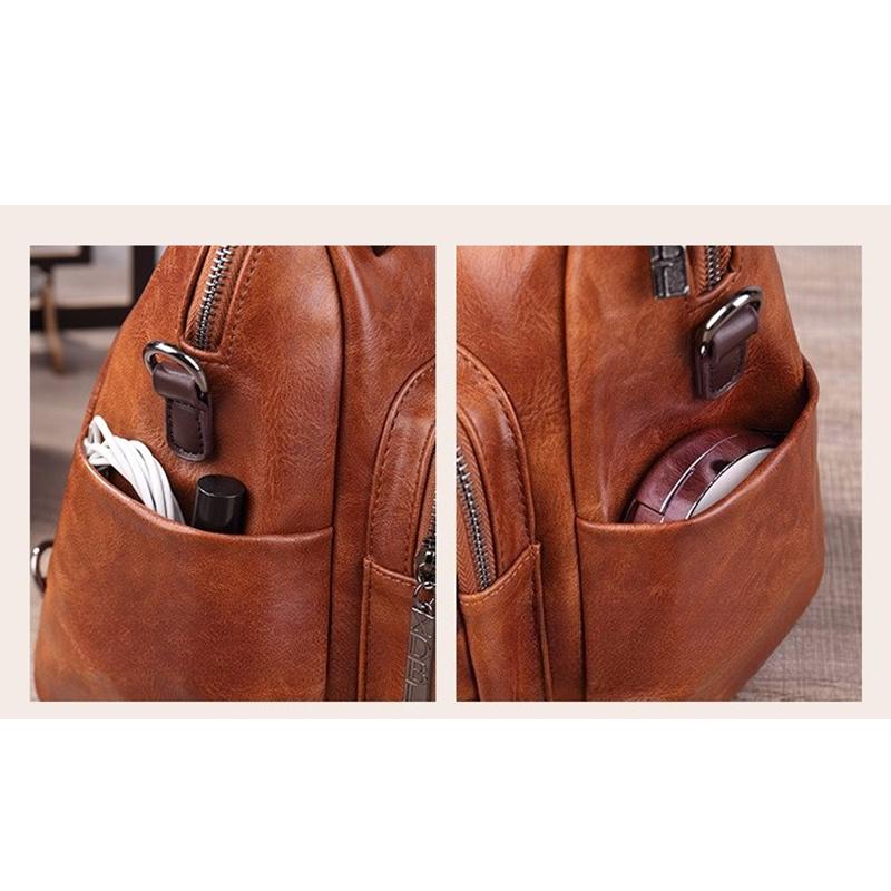 Faux Leather Backpack for Woman Vintage Everyday Backpacks Women Luxury Bags Designers Brown Green Wine Red