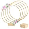 Frais 12 Pouces Cercle Floral Métallique Centre de Table Ruban Supports en Bois Convient Pour Décoration de Table Métal+Bois Accrochage Mural 5 PCS