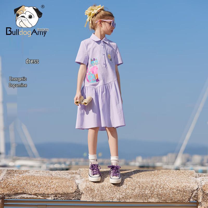 CHANZUIGOU Girls  Dopamine Print Cotton Shirt Dress 150 cm