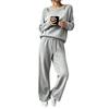 Women's Cutout Off-the-Shoulder Long Sleeve Knit Two-Piece Set for Casual Wear