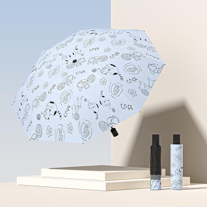 Umberley Automatic Umbrella Weather and Rain Dual-purpose Sunscreen UV Protection Sun Umbrella Cartoon Portable Folding Umbrella