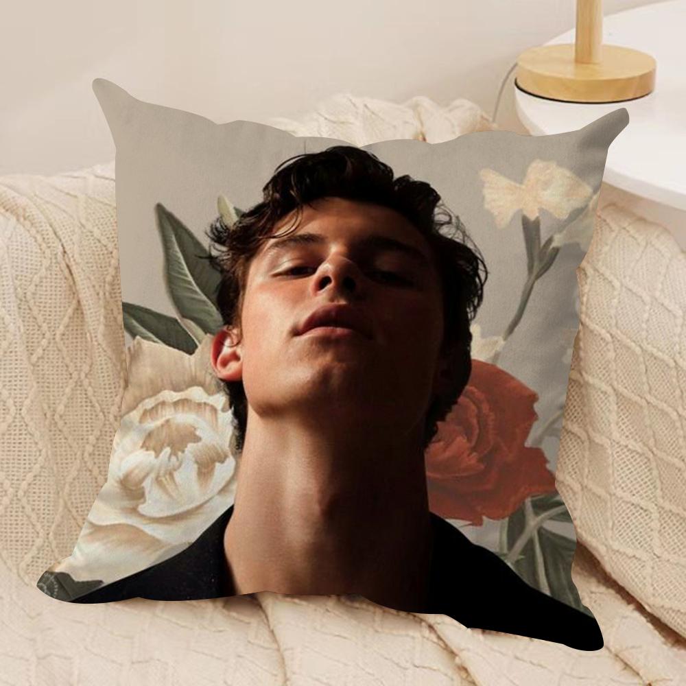 Sänger SShawn Mendes Kissenbezug Seidiger Kurzer Plüsch Beidseitig Bedruckter Kissenbezug für Sofa Alle Jahreszeiten Heimdekoration Geschenk