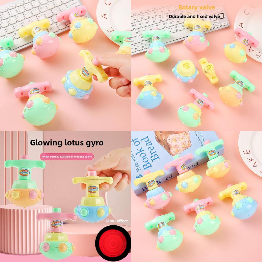 Candy Colored Press Type Rotating Gyroscope With Lighting Function Children Toy For Kids And Students