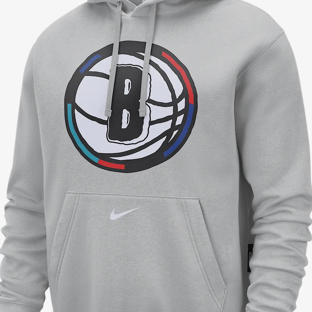 Nike X NBA Brooklyn Nets Club FW24 City Edition Series Comfortable Pullover Hoodie Men Hoodies Flat-Silver White FZ0588-007