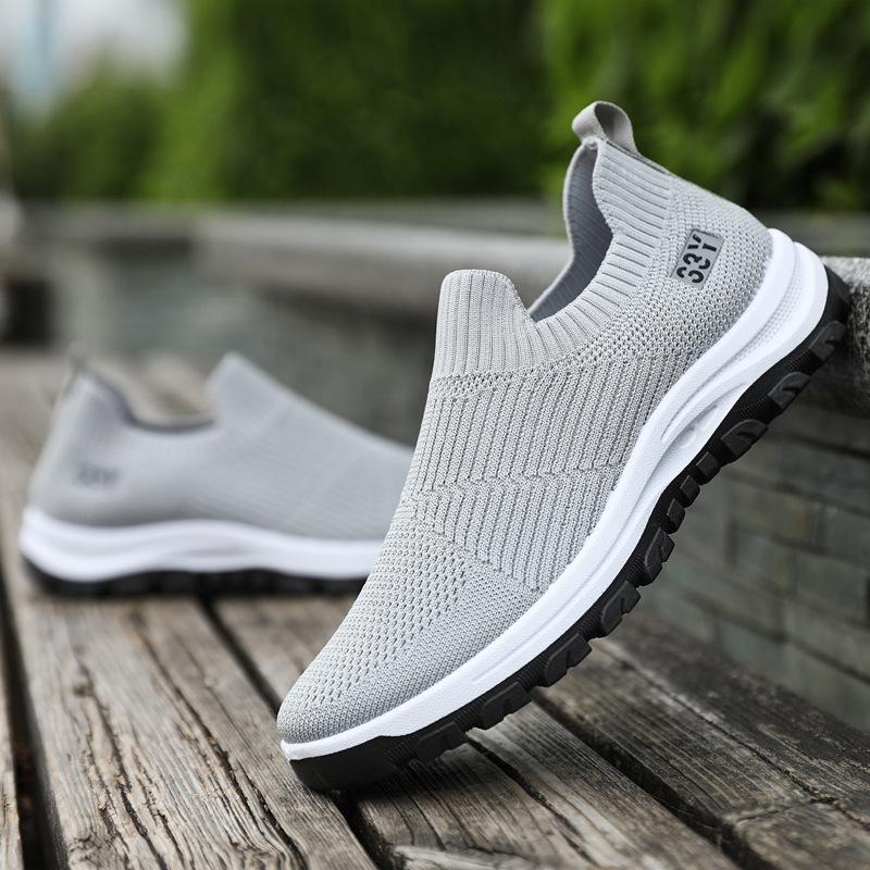 New men's shoes spring fly-woven breathable sneakers comfortable one-pedal lazy shoes casual shoes men