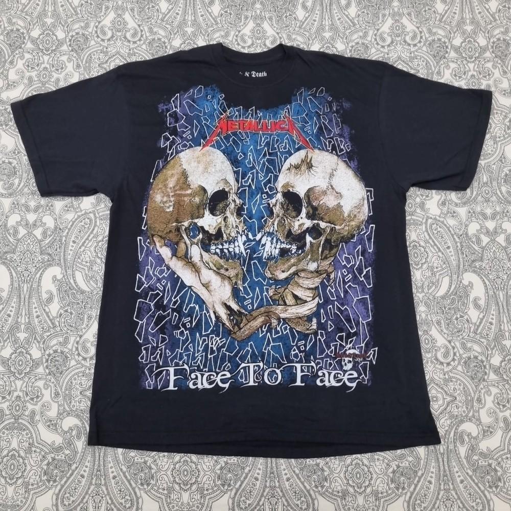 Metallica Vintage Band T-Shirt Face To Face Embroidered Graphic Print