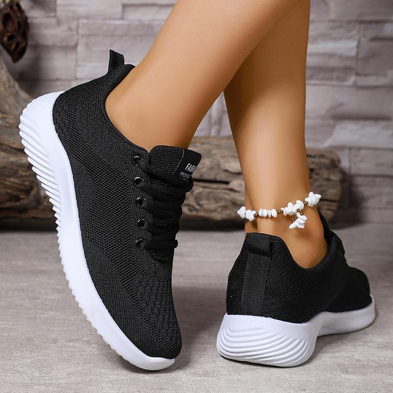 Fashion Breathable Mesh Lace Up Flat Shoes Women 2025 Autumn Soft Sole Platform Sneakers Woman Comfortable Non Slip Sports Shoes Female