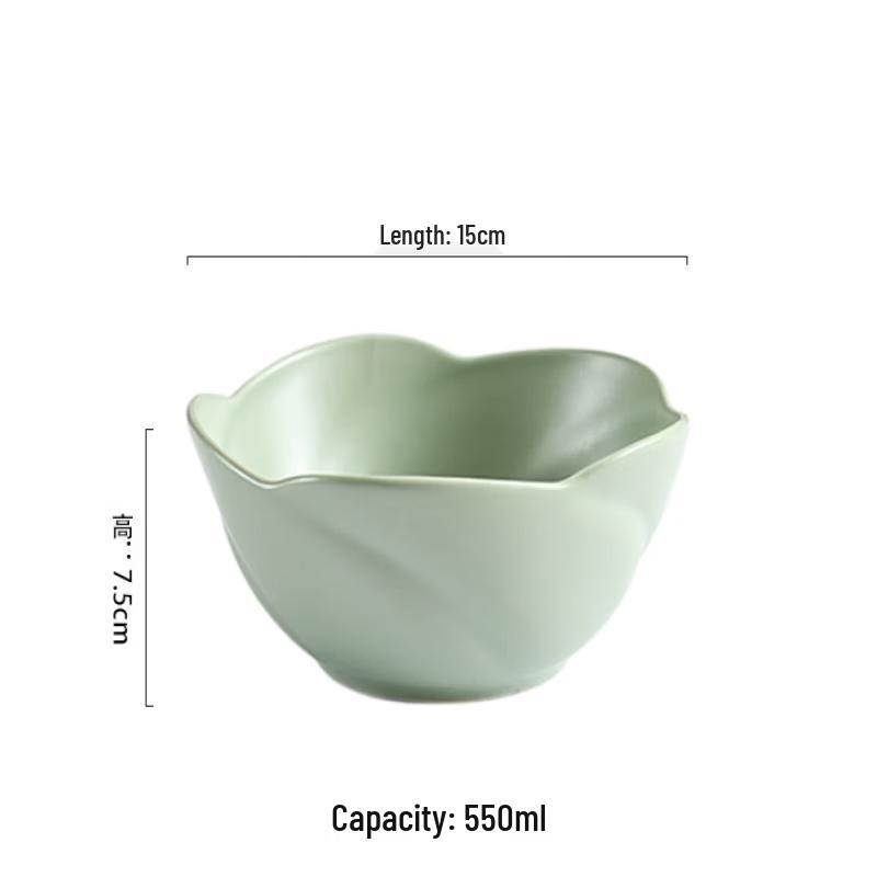 

ZISIZ Nordic Ceramic Flower Salad Soup Bowl