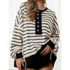 Women S V Neck Striped Long Sleeve Loose Fit T Shirt Top
