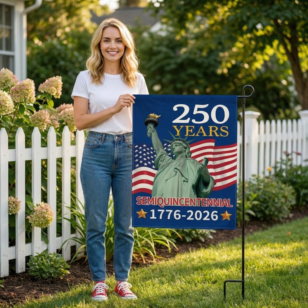 La Bandera del Pueblo 1776-2026 Día de los Caídos Patriótico 250º Cumpleaños 250 Años Estados Unidos Decoración de Jardín de Interior (250 AÑOS)