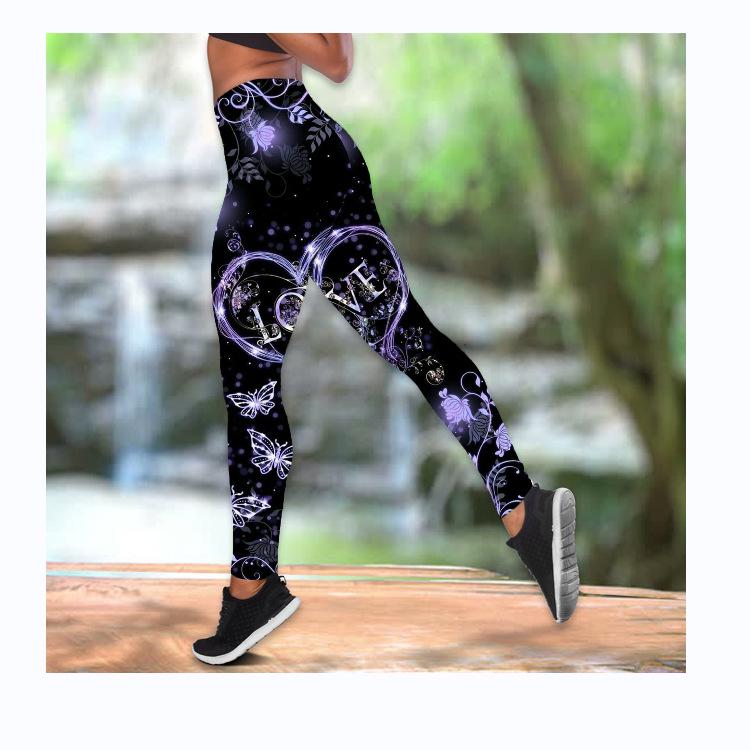 

Women s Quick-Dry Slim Fit High Waist Yoga Pants - Multi-Color Peach Heart Design L світло-фіолетового кольору