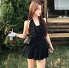 Pure Desire Sexy Backless Ins Low-cut Lace Black Neck Dress Female Spice Girl Temperament Waist Dress Female