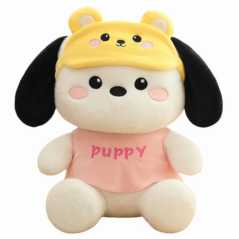Plush Pochacco Dog Doll With Pink Eye Mask Large Gift For Kids And Collectors