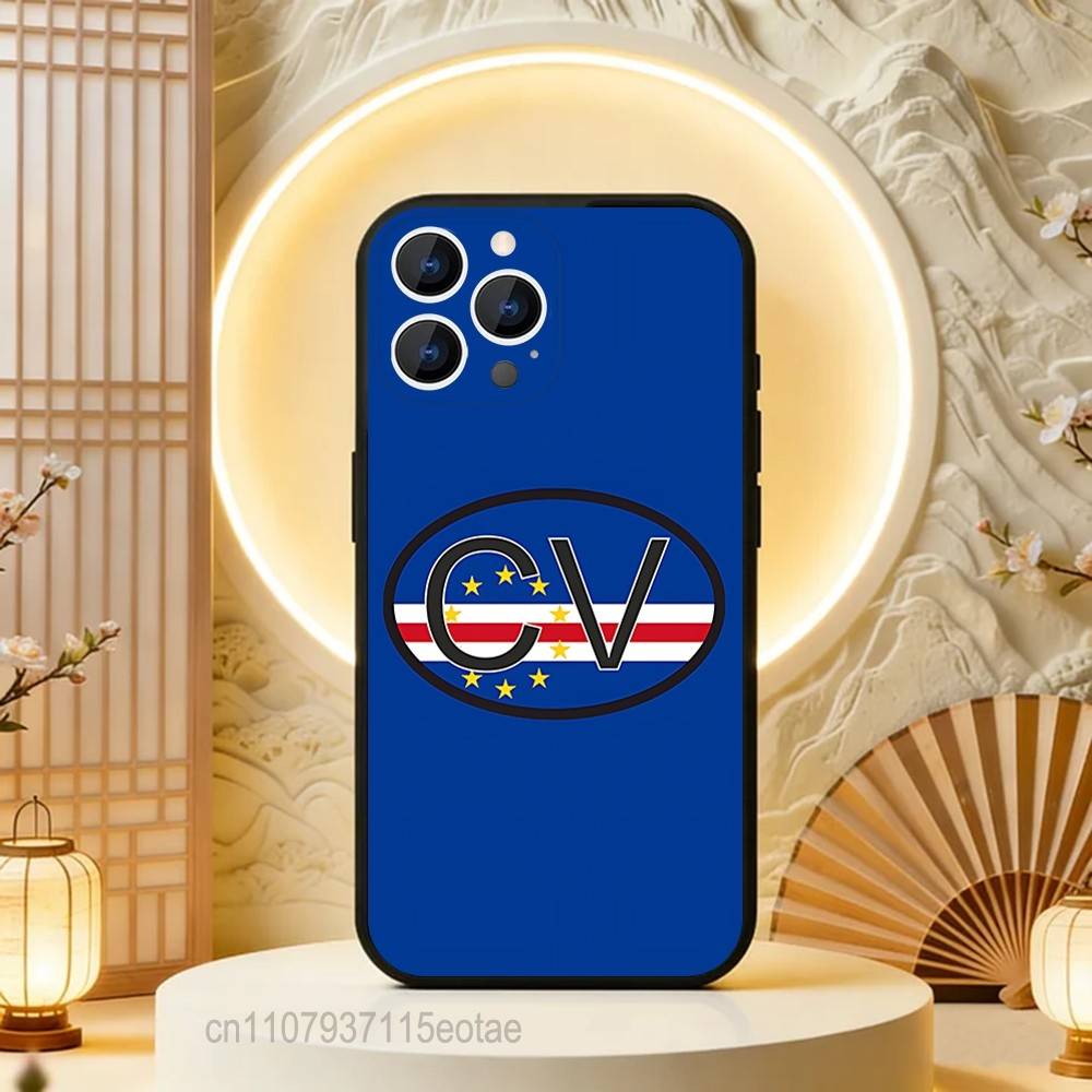 

Cape Verde FLAG ART Phone Case For iPhone 17,16,15,14,13,12,11,Pro,Max,Plus,E,Air,Mini Black Shockproof Funda Cover iPhone14Pro