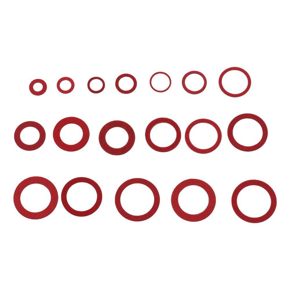 150Pcs Red Fiber Washer Assortment Kit 14 Sizes Flat Ring Washers Sealing Washers Set