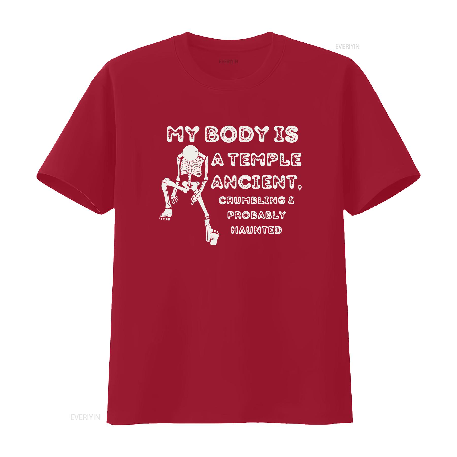 NEW LIMITED My Body Is A Temple Ancient Crumbling Probably Haunted T Shirt vintage Washed streetwear homme designer clothes S