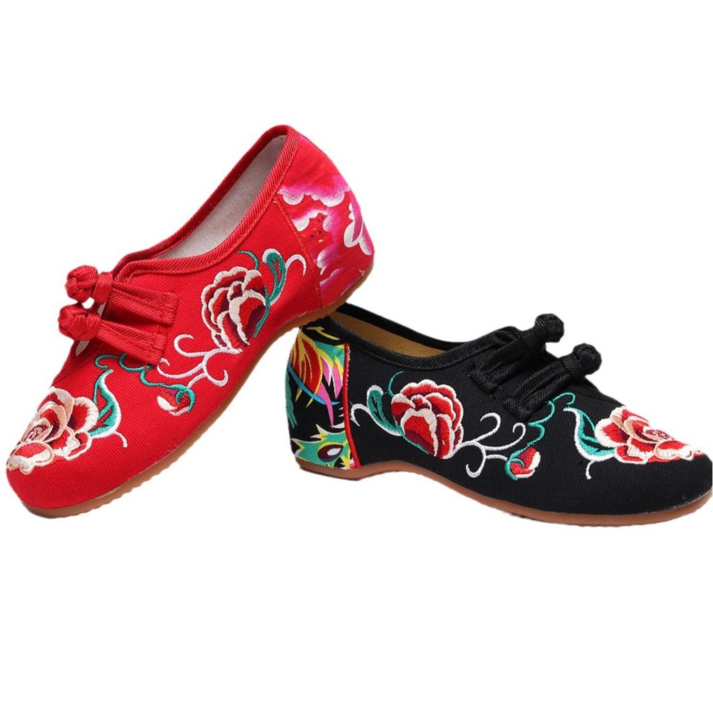 Embroidered cloth shoes, spring and autumn beef tendon soles, low-heeled flat-soled women's shoes, mother shoes