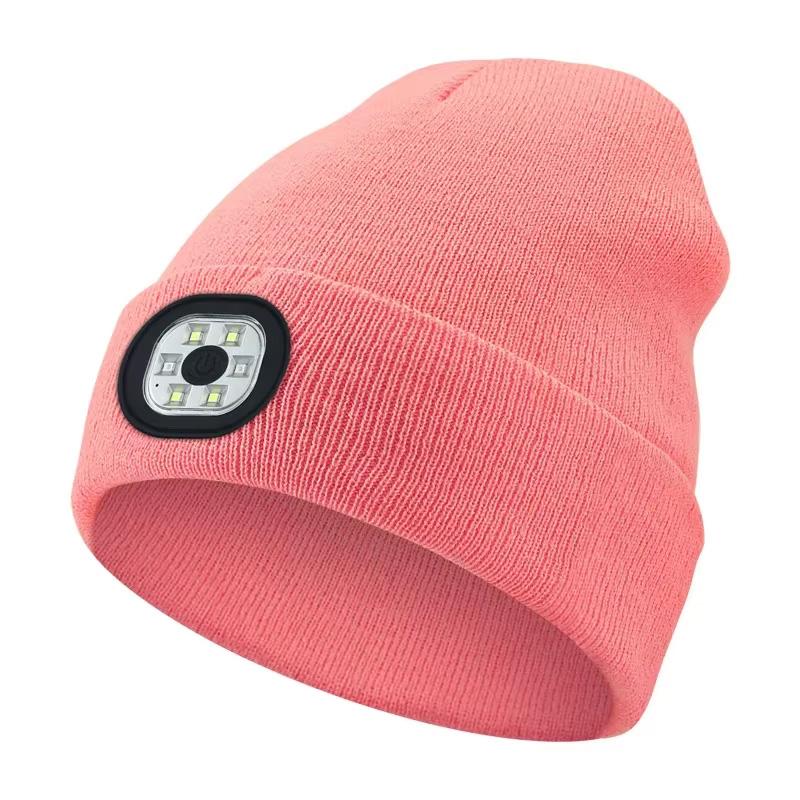 LED Beanie Hat USB Rechargeable Lighted Winter Warm Cap Unisex Headlamp Knitted Hat Flashlight Night Safety Protection