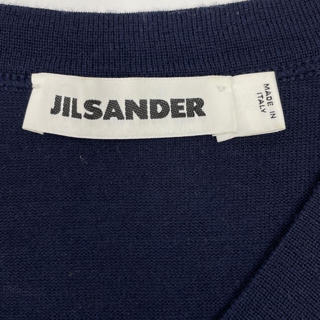 JIL SANDER JSWH751011 Navy Wool V-Neck Knit tops 32 NavyUsed