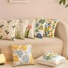 Pillowcase Artistic Flower Stitching Cotton Canvas Pillow Cover Breathable Sofa Bed Accent Piece Pillow Sham