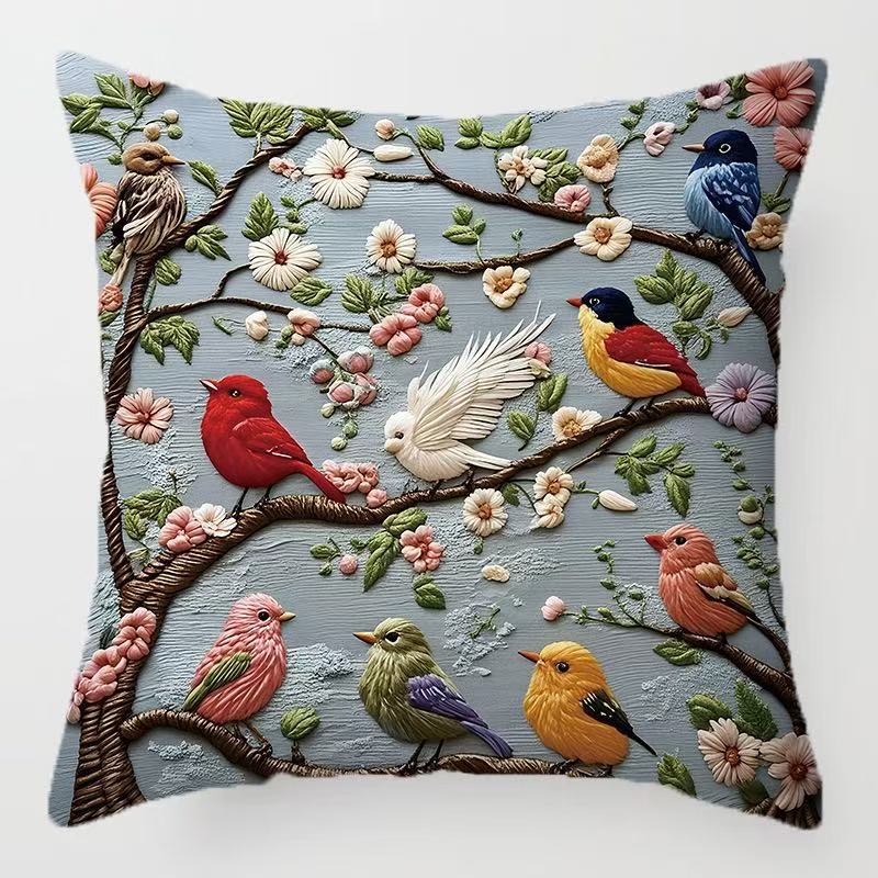 2PCS Vibrant Bohemian Style Short Plush Pillow Cover 45x45cm Doggy Imitation Embroidered Pillowcase (Pillow Insert Not Included)