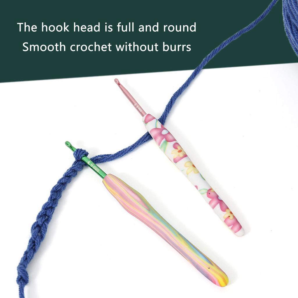 9Pcs Ergonomic Handle Crochet Hook 2mm-6mm Ergonomic Crochet Needle Soft Handle Crochet Hook for Beginner Hobbyist