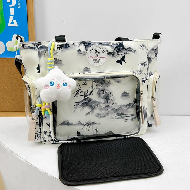 New Sweet Cute Ulzzang Y2K Ita Bags Subculture Dopamine Transparent Display Cool Tote Bag Aesthetic Lace DIY Badge Shoulder Bag