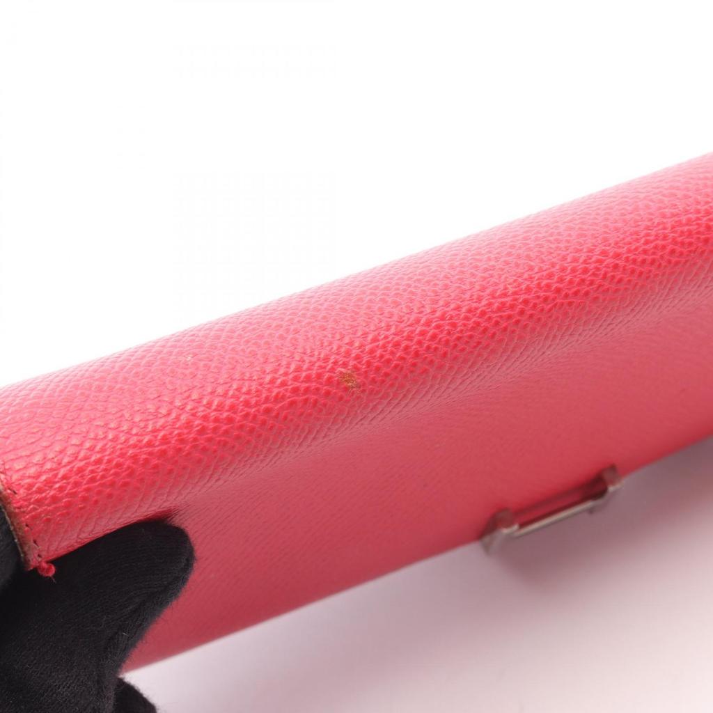 Used HERMES Bearn Soufflet Bifoldpurse Epsom Leather Epsom Pink Rose Extreme Used Women