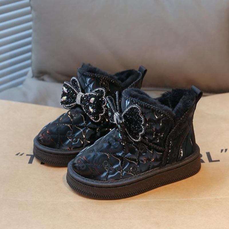 Girls' Warm Princess Snow Boots Winter Fleece-lined and Thickened Cotton Shoes Children's Non-slip Thick-soled Short Boots