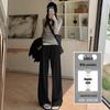 Women's High-Waisted Grey Knit Wide-Leg Pants - Spring/Autumn 2025 Collection