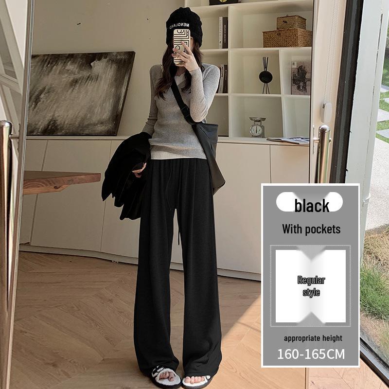 Women's High-Waisted Grey Knit Wide-Leg Pants - Spring/Autumn 2025 Collection