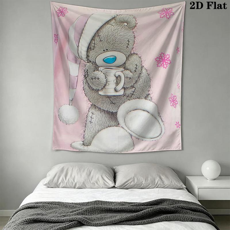 Tatty Teddy Wall Tapestry Aesthetic Wall Hanging Printed Fabric Blanket Decorative Tapestries for Bedroom Living Room Home Decor