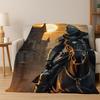 Cartoon Knight Templar Cavalier Crusaders Flannel Blanket Soft Warm Throw Blanket for Bedroom Living Room Bed Travel Picnic Kid