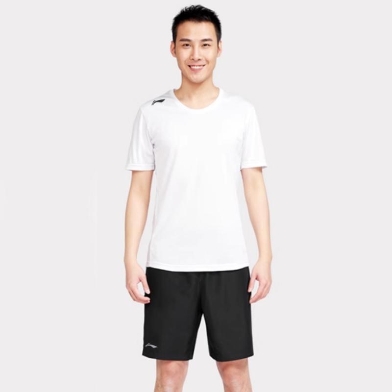 Li-Ning Comfortable Solid Color Logo Short Sleeve T-Shirt And Quick-Dry Loose Fit Five-Point Shorts Casual Sports Set ATSV597-1+LXKW124-1