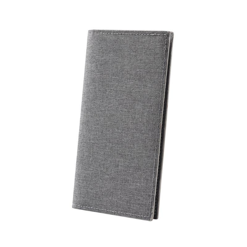 Long canvas wallet men's new ultra-thin simple solid color blue student fabric wallet card bag