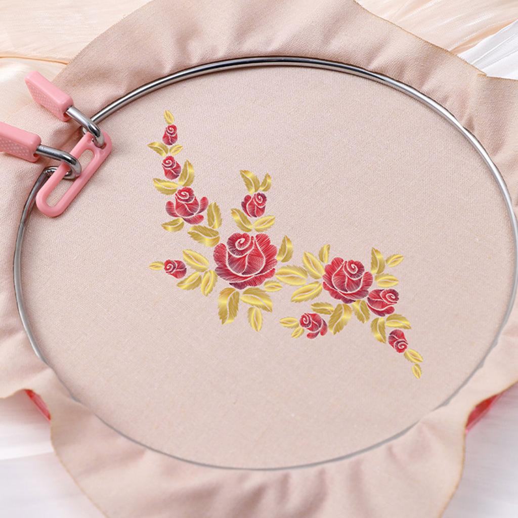 2Pcs Adjustable Spring Loaded Embroidery Frames Round Plastic Stitching Hoops for Needlework Stitching and Sewing Craft