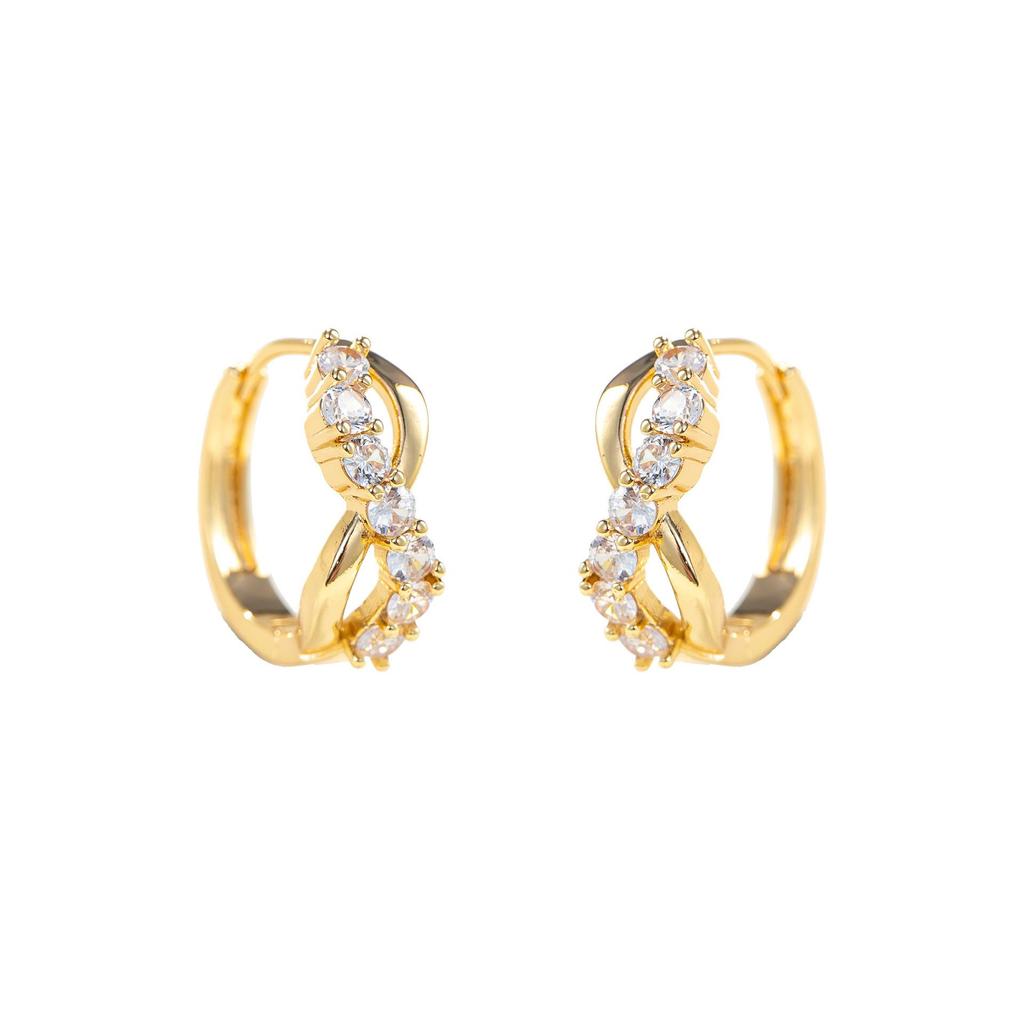 Moebius Zircon Ear Cuffs: Women's Korean Style Simple Rhinestone Twisted Circle Earrings for Autumn & Winter