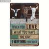 GOATNOSTALGZ 'Love What You Have' Retro Sign | Rustic Goat Tin Art | 8x12" Wall Decor for Kitchen & Bar