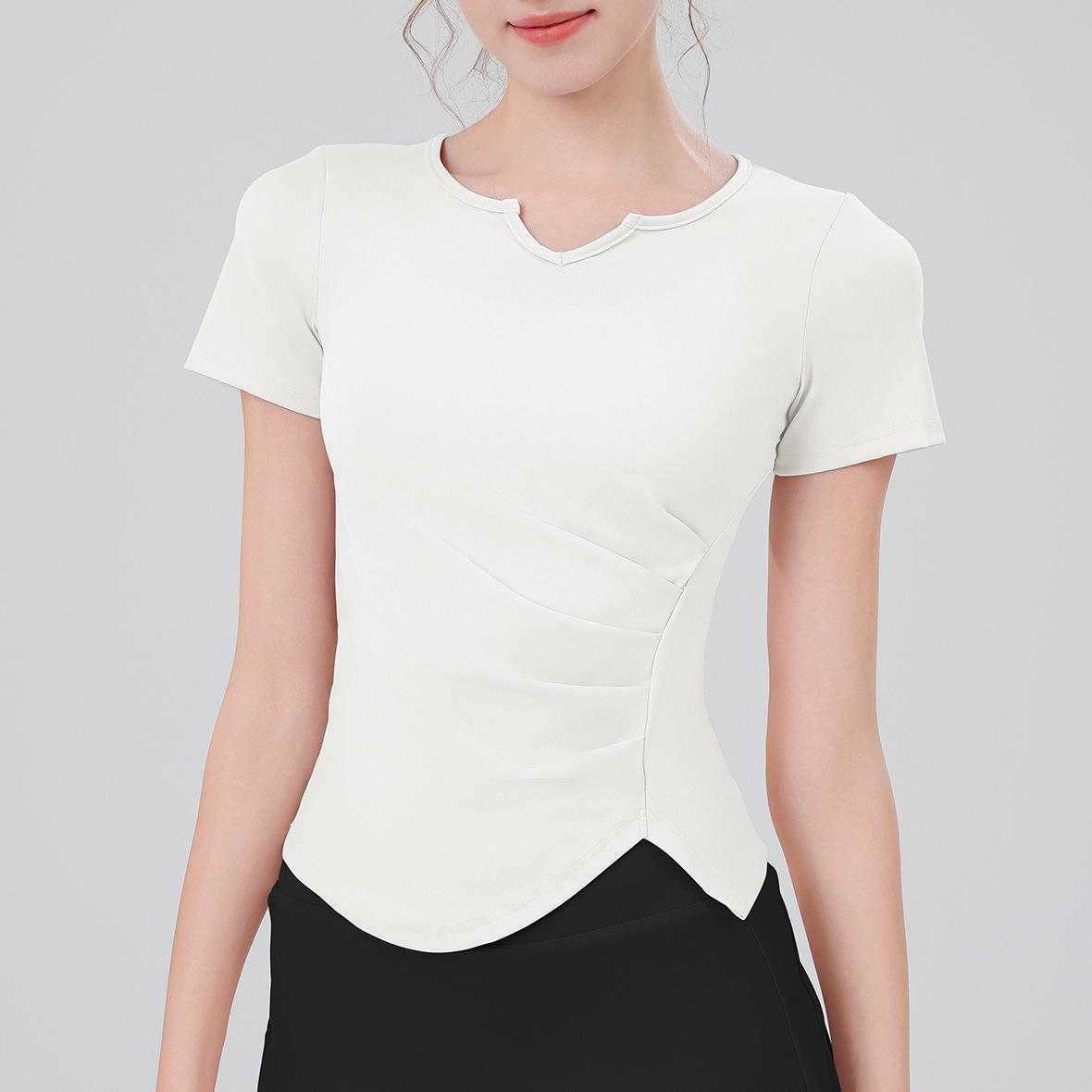 

Спортивная фитнес футболка с коротким рукавом облегающего кроя для йоги - Дышащая и модная для утренних пробежек Extra Large белый