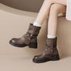 Winter Fashion Boots Flat Heeled Mid-calf Platform Boots Retro Style Comfort Shoe Botas De Outdoor Ankle Boots for Women