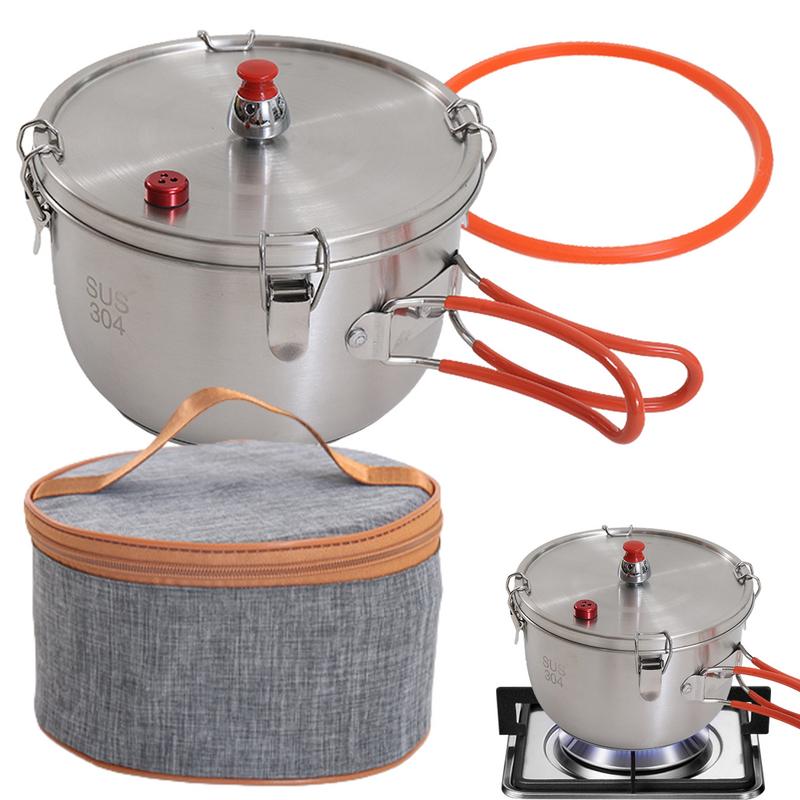 Portable Camping Pressure Cooker Meats Pot Stainless Steel Stove Pressure Cooker Portable Outdoor Cookware Stove Cooking Pot For United States